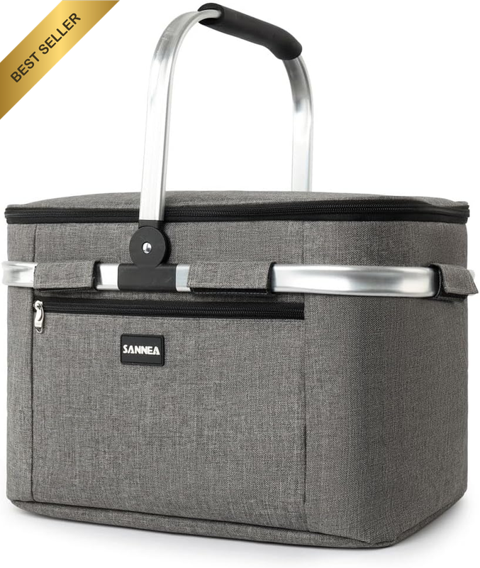 Insulated Picnic Basket 26L Portable Collapsible Market Basket Leakproof Picnic