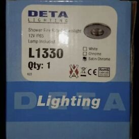 Joblot 25x Fire Rated Satin Chrome Downlights 12v Deta L1330 IP65 Lamps Included