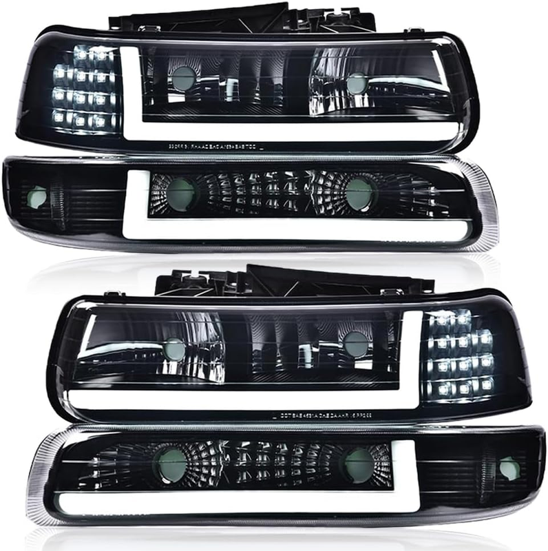 LED DRL Headlights Set for Chevy Silverado 1999-2002 Tahoe Suburban 2000-2006