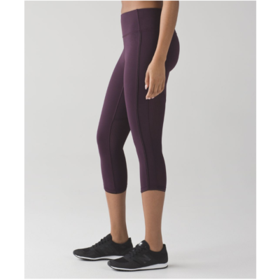 Lululemon 4 Deep Breath Crop 21 Purple Black Cherry Ruffle Trim