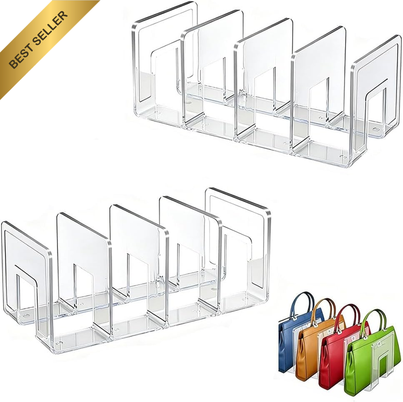 2Pcs Closet Wallet Organizer – 4-Section Purse Storage for Wallets & Card Holder