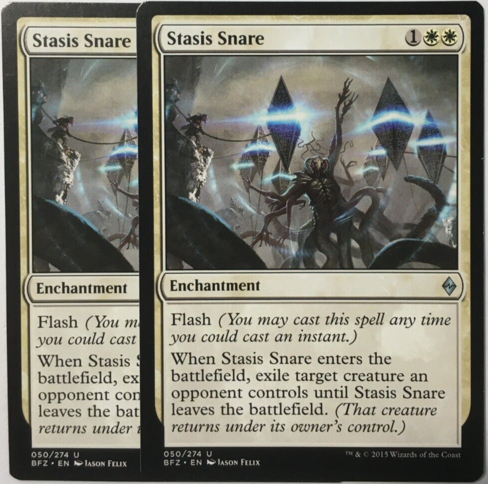 Stasis Snare 2x FOIL BFZ MTG Battle for Zendikar Uncommon MINT white Stasis Snare 2x FOIL BFZ MTG Battle for Zendikar Uncommon MINT white
