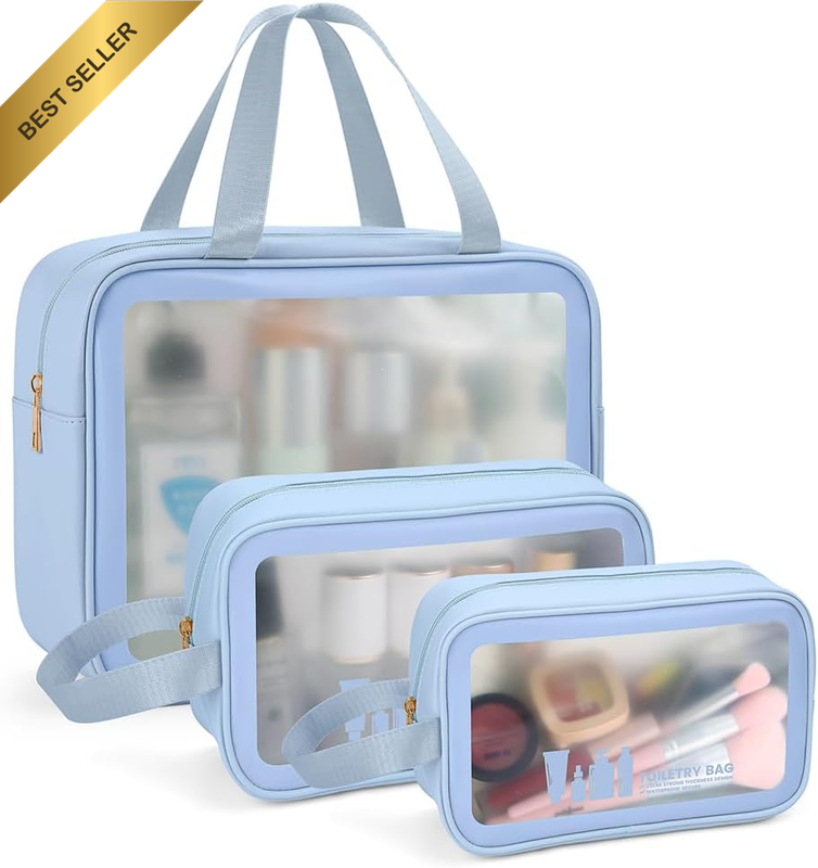 Toiletry Bag for Women Men, Translucent Waterproof Makeup Cosmetic Bag Travel Or
