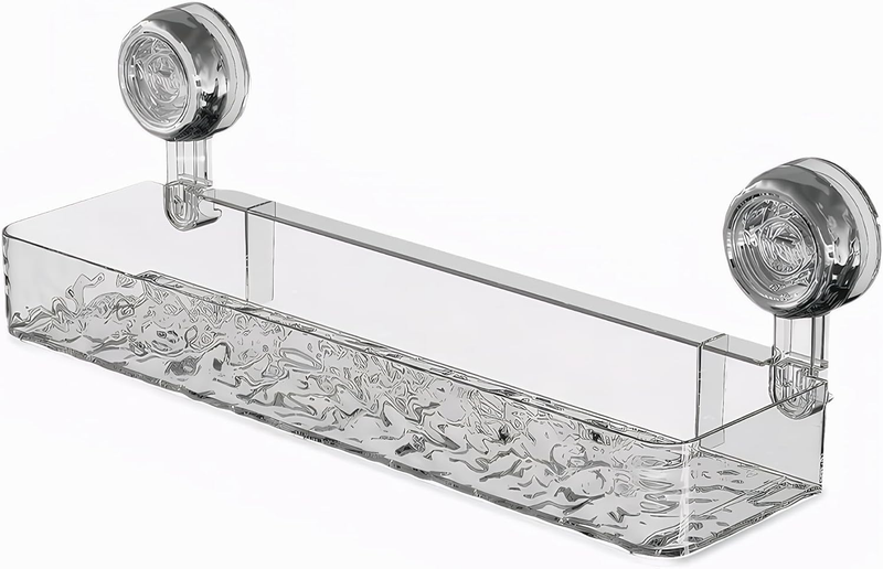 1Set Clear Acrylic Suction Cup Shower Caddy,No-Drill Wall Mounted Bathroom Stora