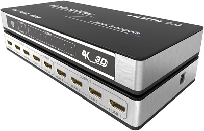 4K HDMI Splitter 1 in 8 Out - HDMI 2.0, 4K@60Hz Ultra HD, HDCP 2.0,3D Audio EDID