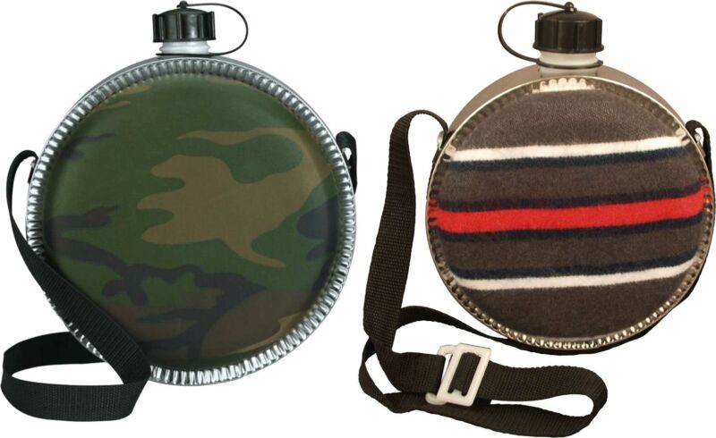2 Quart Large Canteen with Carry Strap Water Bottle Travel Camping Hiking Camo