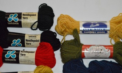 8+ Skeins Vtg Wool Needlepoint Yarn LeeWards Bucilla Dritz England Australia