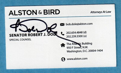 Senator ROBERT BOB DOLE Signed Business Card - Autograph