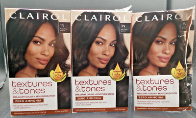 (3 Pack) CLAIROL - Textures & Tones - Permanent Hair Color - #1N NATURAL BLACK