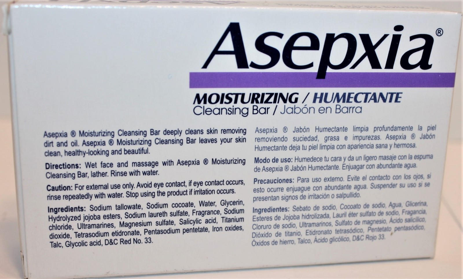 5 Asepxia Moisturizing Cleansing Bar Soap 4 oz 113g Jabón Humectante