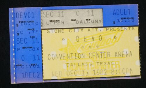 Devo Convention Center Arena Dallas Texas Dec 1 1982 Ticket Stub