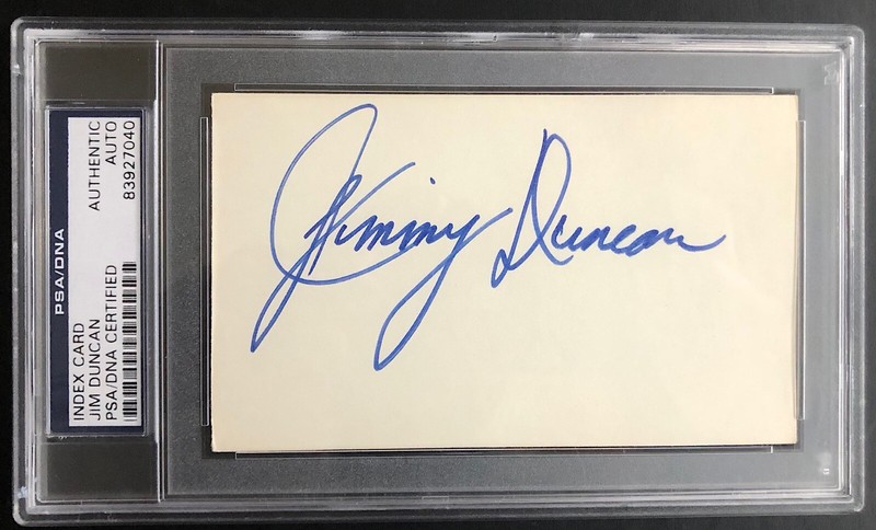 Jimmy Jim Duncan Signed Index Card (d.72) Colts Saints Football