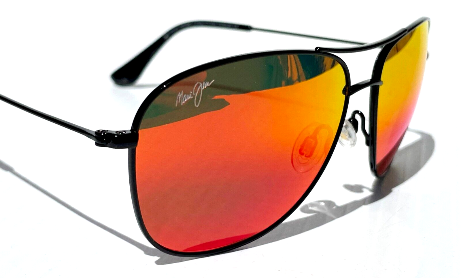 Pre-owned Maui Jim Cliff House Black Gloss Polarized Lava Ruby Lens Sunglass Rm247-02 In Red