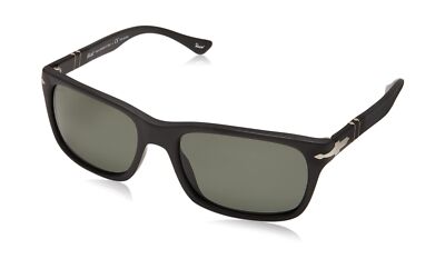 Pre-owned Persol Po3048s Rectangular Sunglasses Black/green Polarized 58 Millimeters In Gray