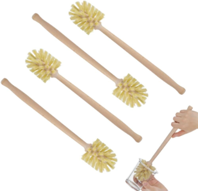 4 Pack Natural Wood Dish Brush, Natural Wooden Dishwashing Brushes, Household Lo