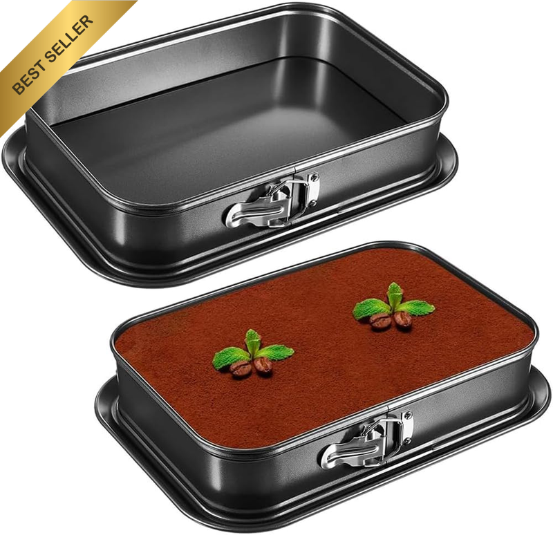 2-Pack Cake Plate,Rectangular Cheesecake Pans,Non-Stick Form Tray,Lock Making Pa