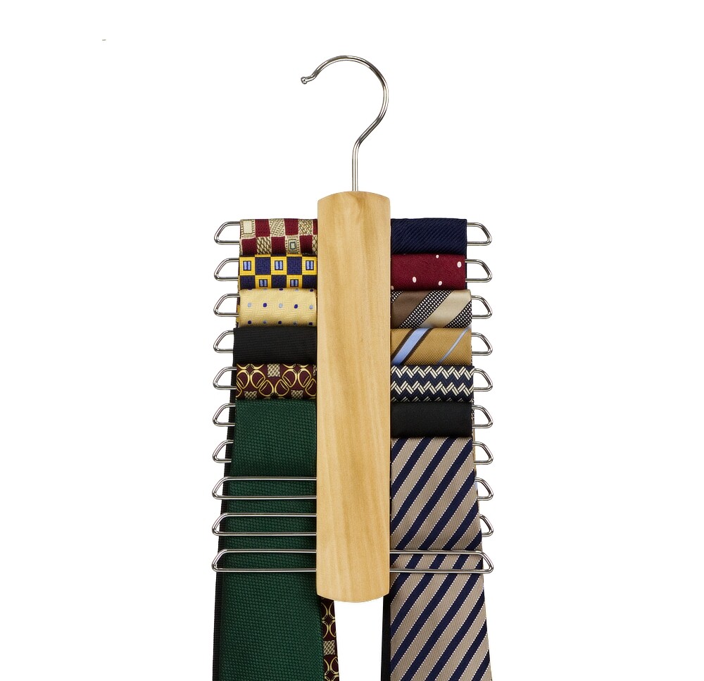 The Hanger Store™ 20 Bar Wooden Tie Hanger Belt & Tie Rack Storage