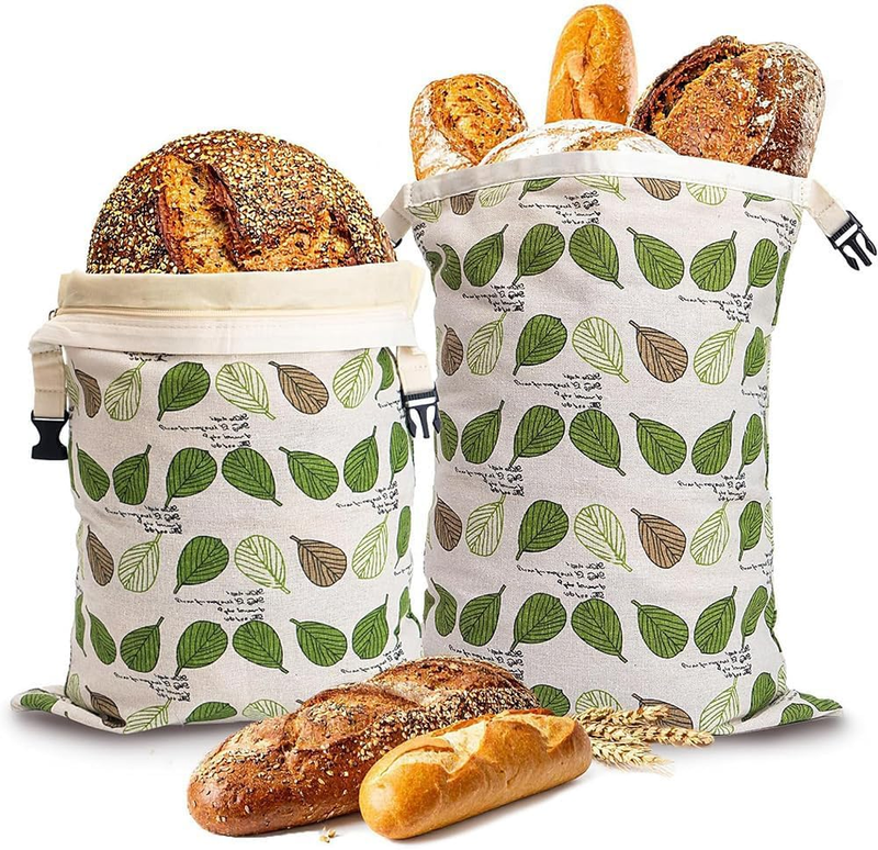 2Pcs Beeswax Bread Bags, with a Buckle, Reusable Bread Bag, Food Storage Bag, Sh