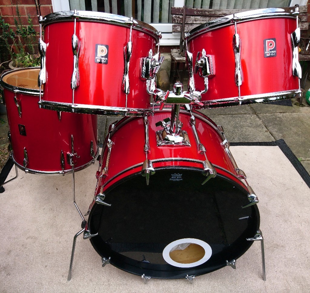 Vintage Premier Elite Drum Kit Shell Pack in Polychromatic Red in