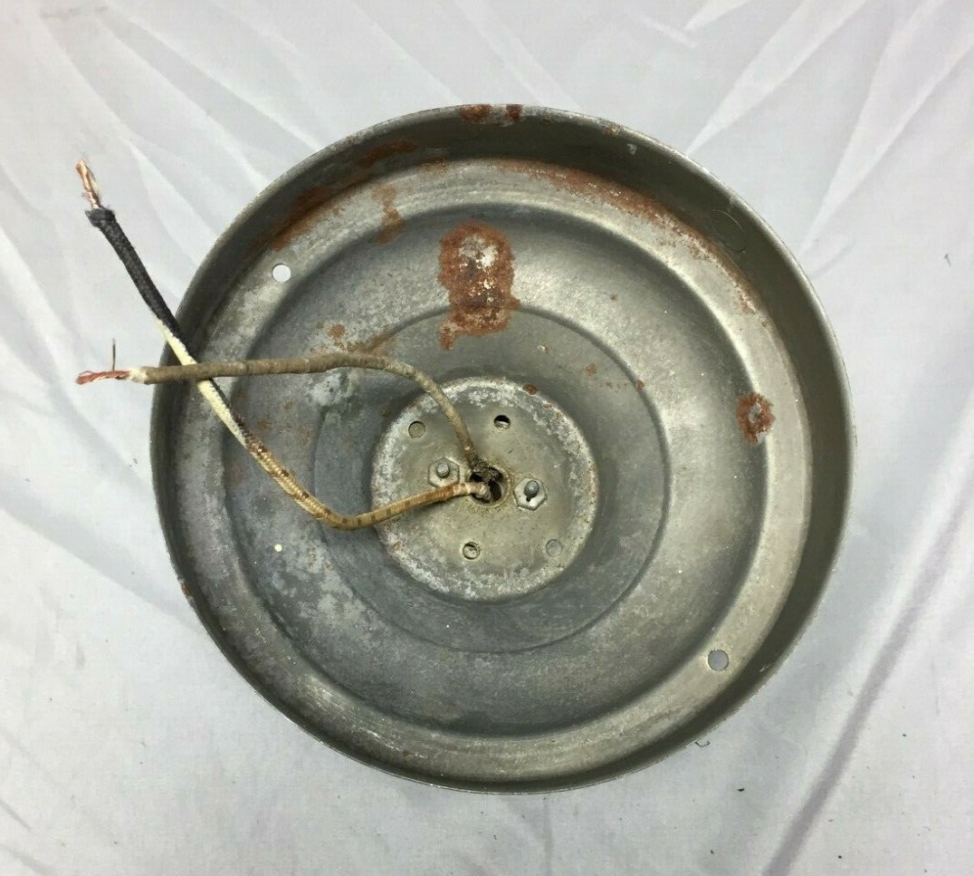 Antique School House Bank Ceiling Light Milk Glass Globe Red Spot Vtg 325-19C