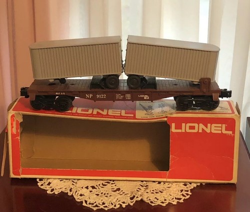 Lionel Train Northern Pacific NP 9122 Flat Car w/2 Semi Trailers Piggyback w/Box