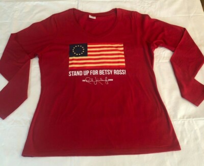 Rush Limbaugh Stand Up For Betsy Ross Womens Long Sleeve V-Neck T-Shirt Red S-3X