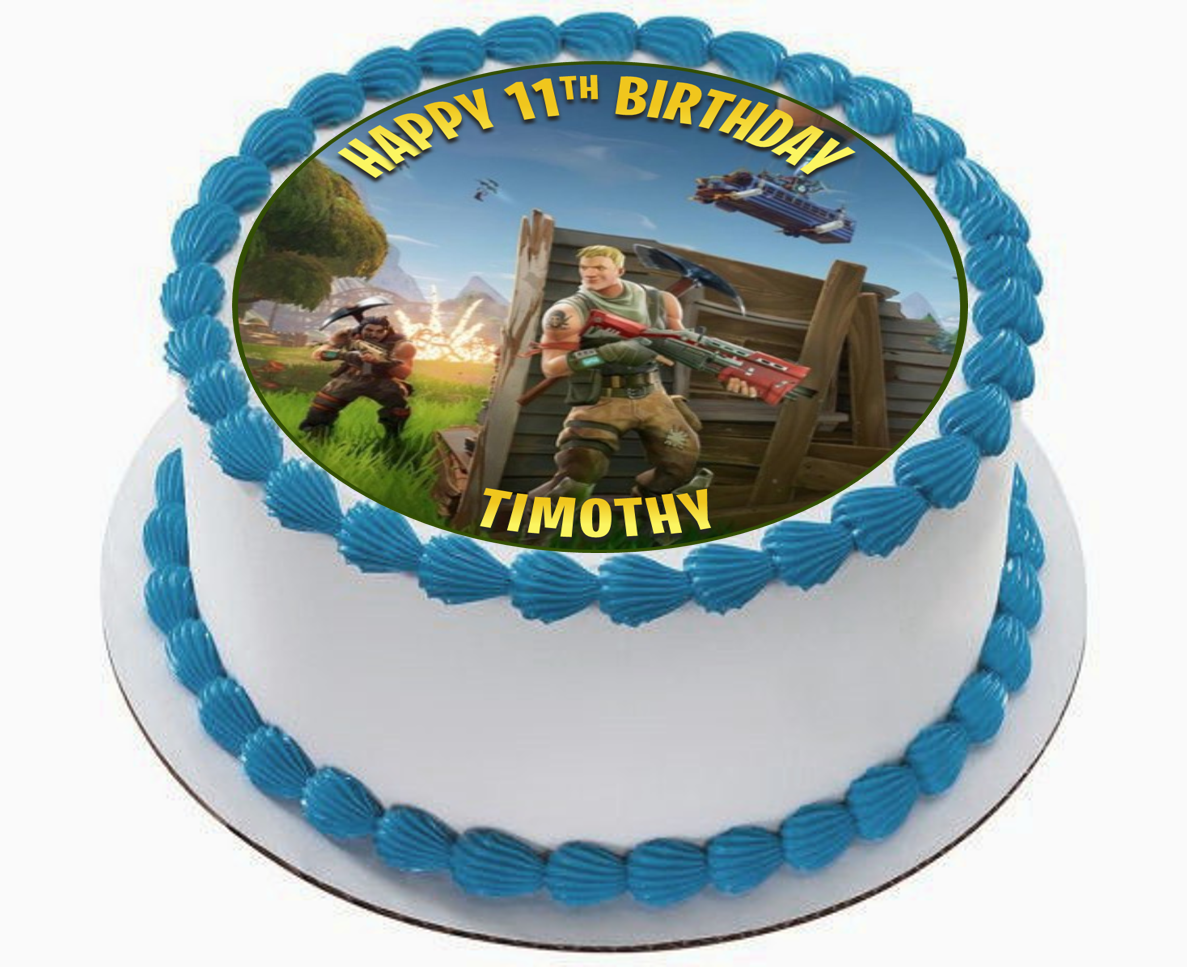 Fortnite Battle Royale Happy Birthday Personalize Edible Cake Topper Image  abpid51014