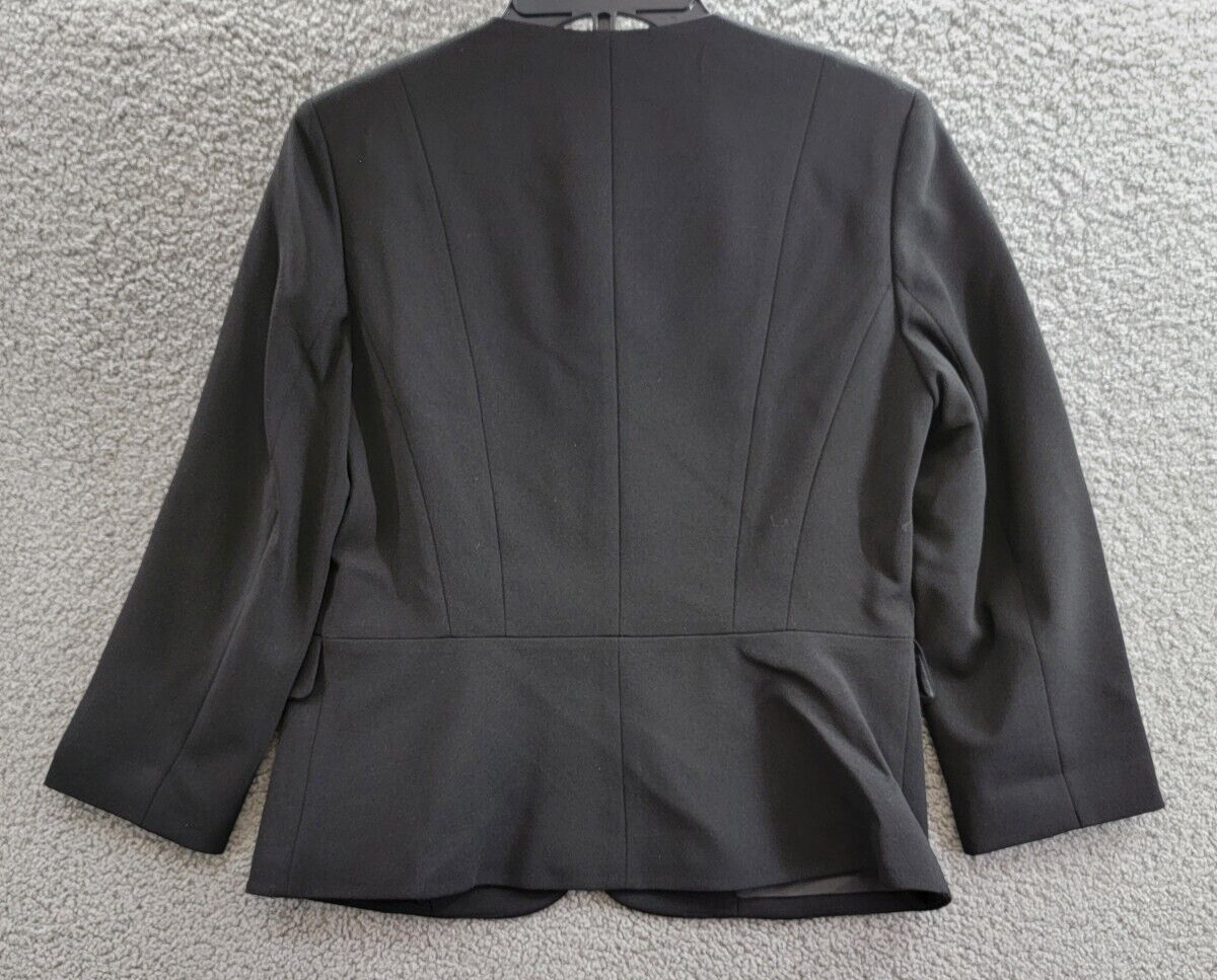 Kasper Collarless Open-Front Long-Sleeve Jacket Women's S Black Flap Pockets - Picture 10 of 16