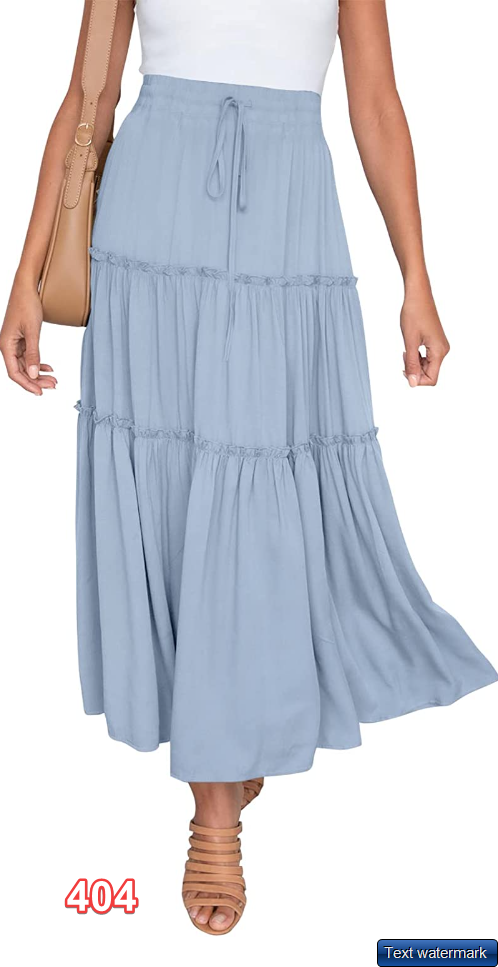VTSGN Women Boho Maxi Skirt Summer A-Line High Waisted