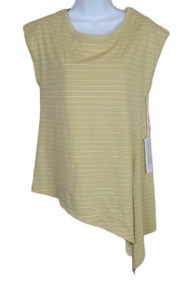Another Love xs oversized V-Neck angled Top yellow/green stripe NWT