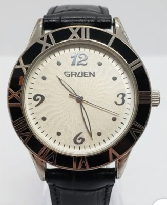 Classic Collectable Gruen 2010 Black Leather Watch