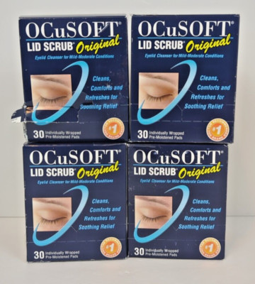 4 OCuSOFT Lid Scrub Eyelid Cleaner Original Pads Exp 07/25 Damaged Box See Pics