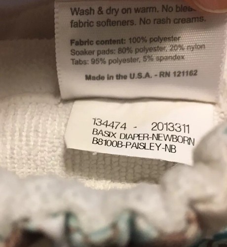 Lot of 3 Blueberry Newborn Basix Diapers - Snaps - VGUC