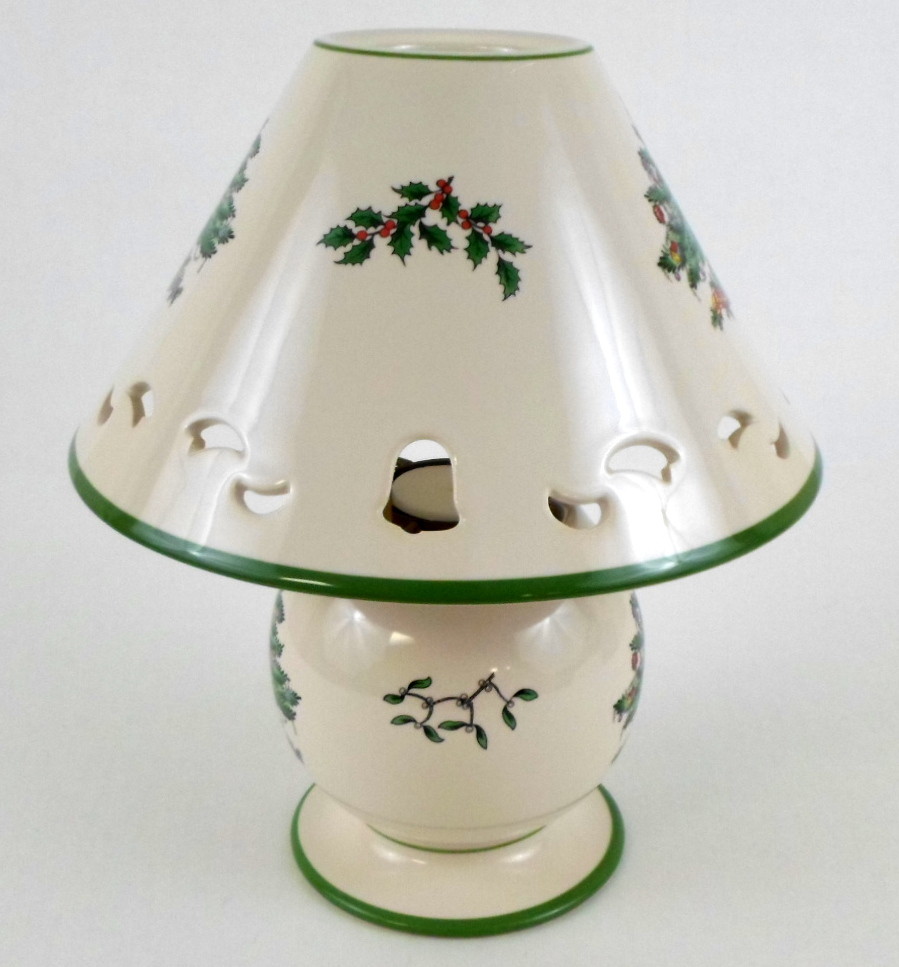 SPODE Christmas Tree Tealight Votive Candle Lamp & Shade