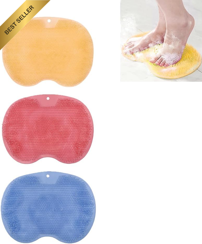 3Pcs Foot Scrubber Mat,Exfoliating Bath Wash Pad,With Suction Cups,Anti-Slip Des
