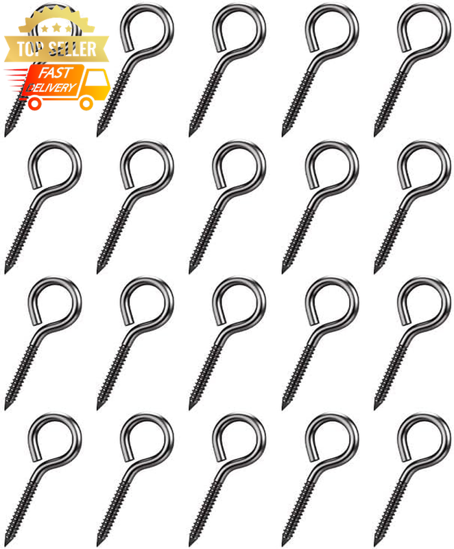 20Pcs Galvanized Eye Screws 20mm - Self-Drilling Hooks for Plants, Feeders