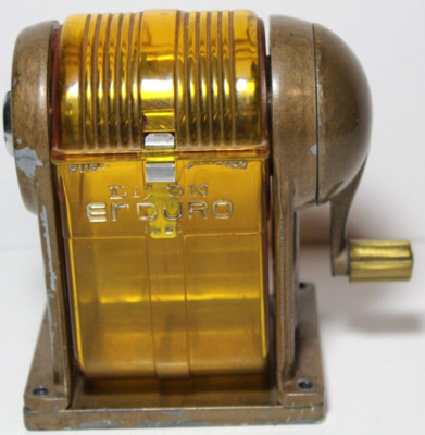 Dixon Enduro Manual Pencil Sharpener No. 20 Amber / Orange Tested Vintage