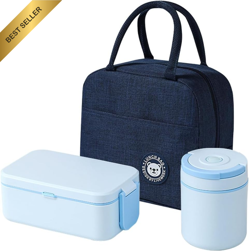 Lunch Box Set with Storage, Bento Box,Pp Bento Box and Soup Jar,Girls Boys Leak-