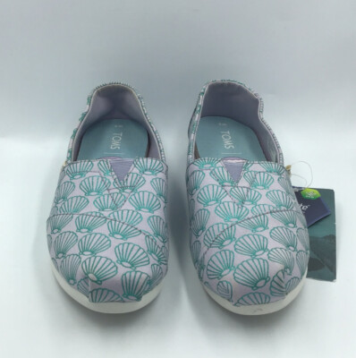 Toms Wmn Classic Lavender Blue Mermazing Print Canvas Slip On Flat Womens Size 5