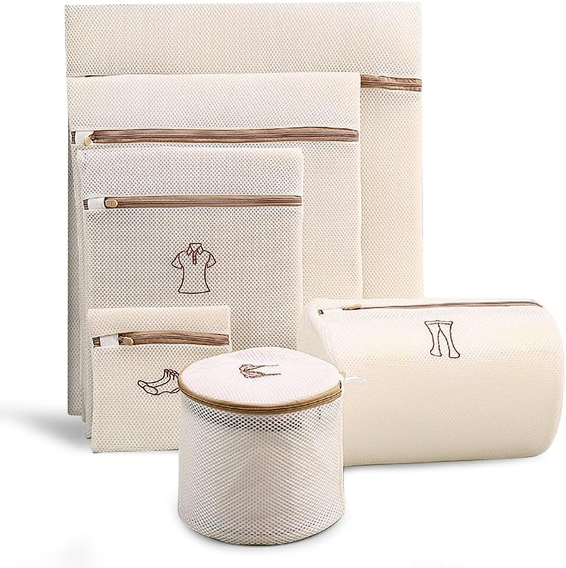 6 Pack Mesh Laundry Bags for Washing Machine, Reusable Double-Layer Delicates Wa