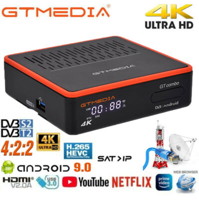 GTMEDIA 8K DVB S2/T2/ATSC FTA Satellite TV Receiver PVR Android Smart TV BOX CI+