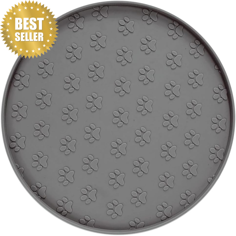 Silicone Pet Food Mat, Non-Slip Feeding Mat with Raised Edge & Waterproof Design