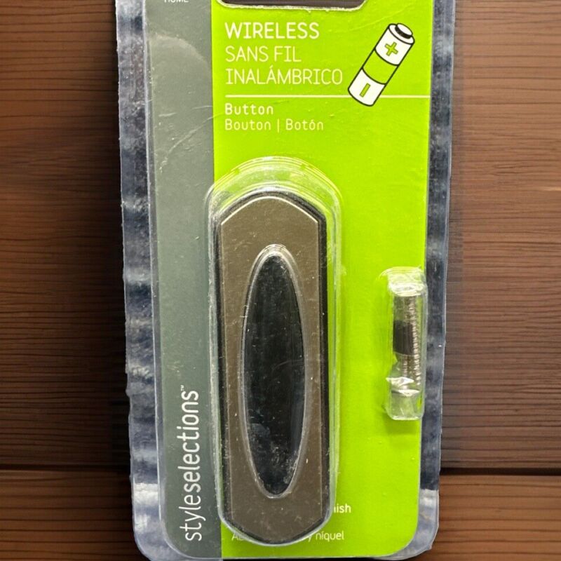 Wireless Button Doorbell Style Selections SS-7303-04 Nickel/Black Finish Sealed