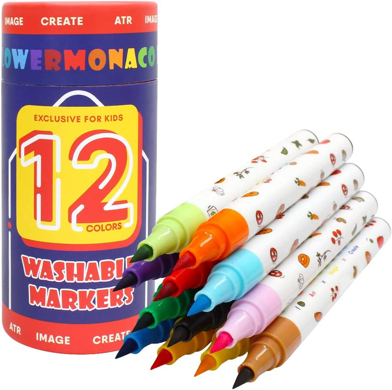For Kids Ages 2-4 Years, 12 Colors Jumbo Toddler Markers For