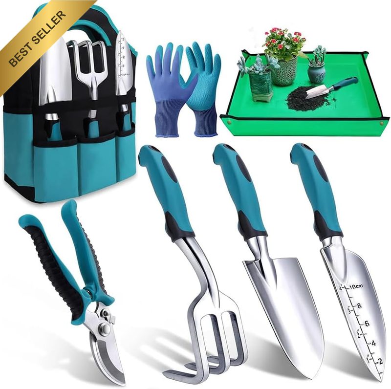 7Pcs Garden Tool Set, Garden Hand Tools, Rust-Resistant Gardening Set, with Dura