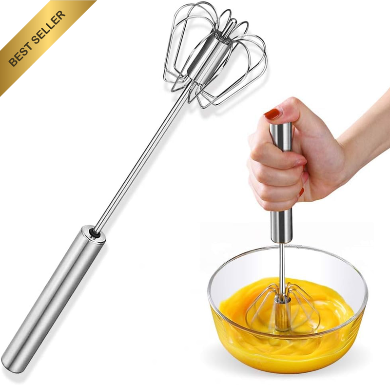 Stainless Steel Eggbeater Rotary Semi-Automatic Manual Mixer Easy Operate