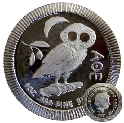 ++ Eule von Athen - Niue Island 2021 - 2 Dollar - 1oz Ag ++