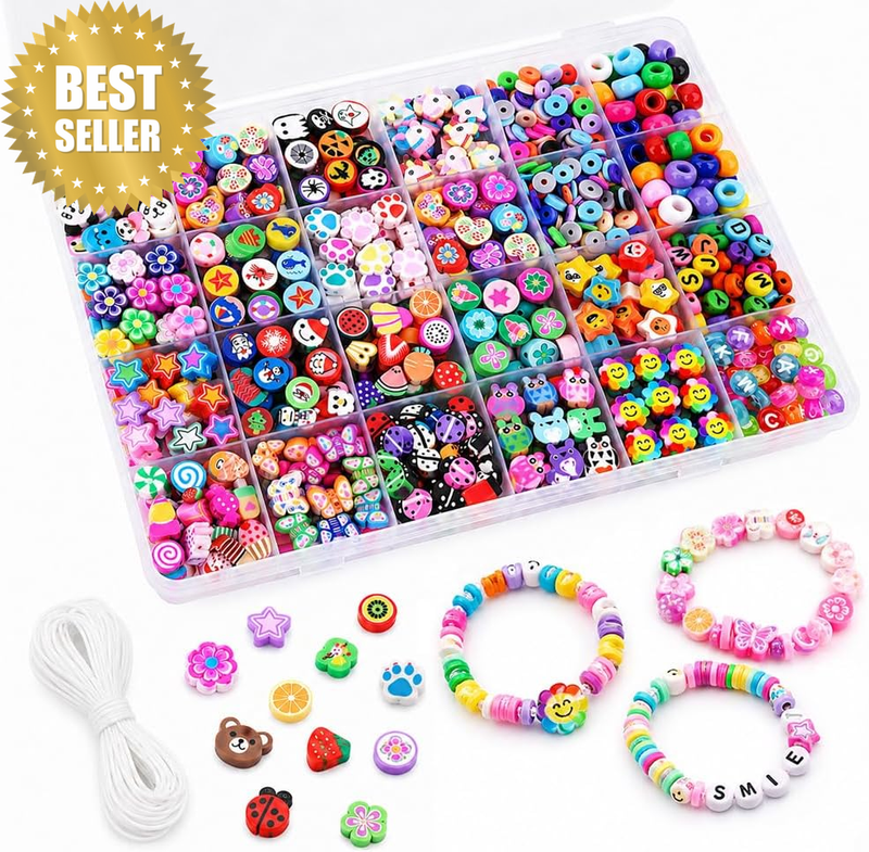 700 Pcs Friendship Bracelet Making Kit with Mixed Beads and Elastic String
