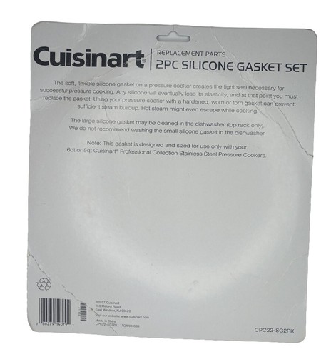 New Cuisinart CPC22-SG2PK 2-Pc Silicone Gasket Replacement Set