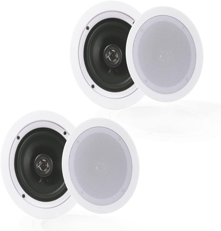 Pair 5.25&rdquo; Flush Mount In-Wall In-Ceiling 2-Way Home Speaker System Spring Loade